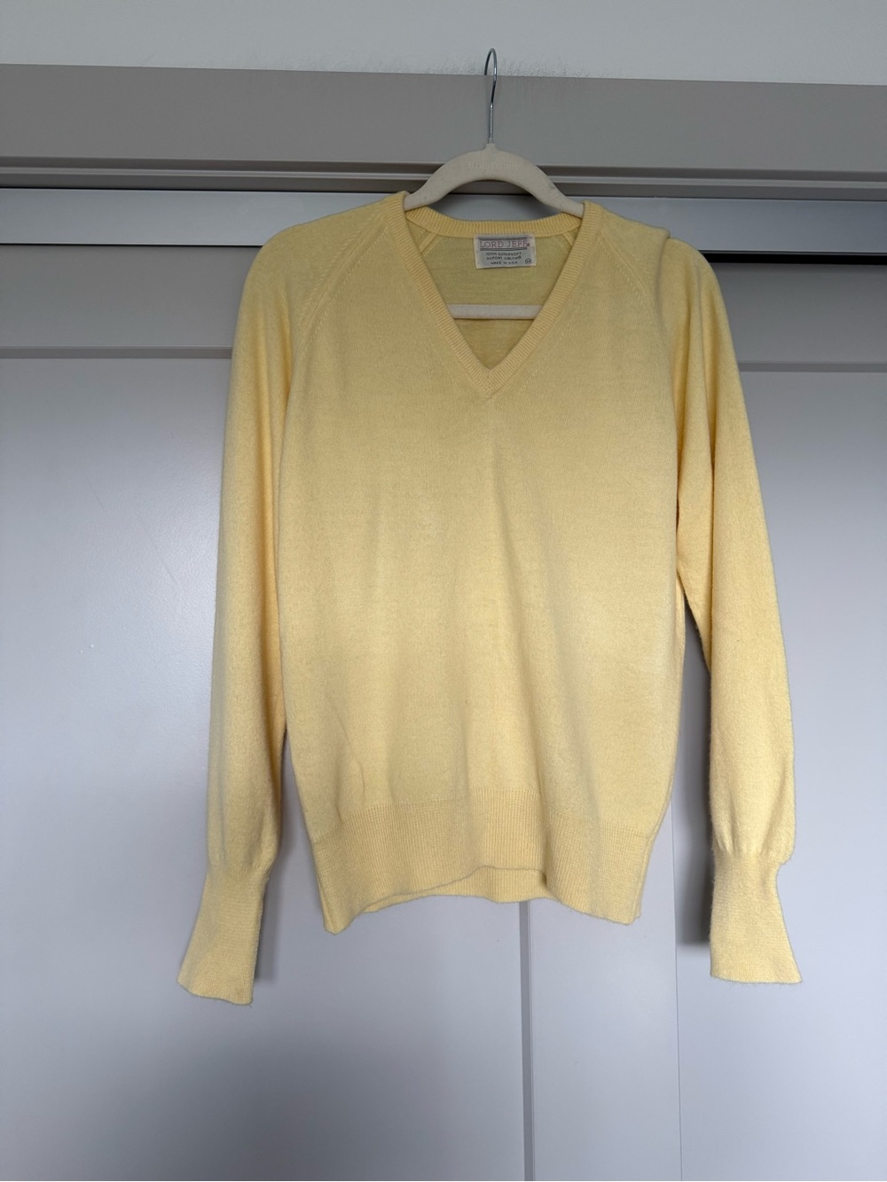 Vintage Lord Jeff Classic V-Neck Sweater - Butter Yellow